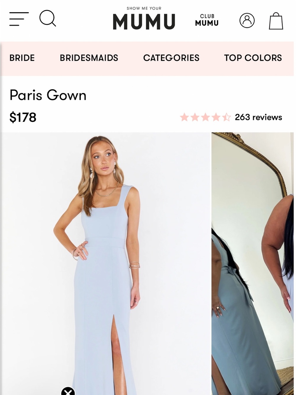 Show Me Your MuMu Light Blue Square-Neck Maxi Dress